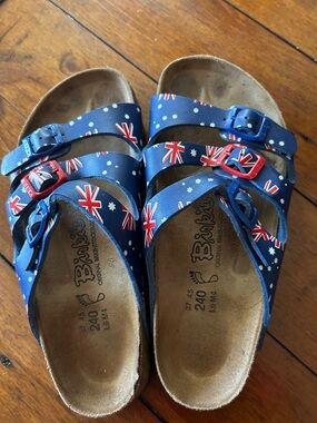 Birkenstock Women’s Navy Blue Australian Flag Print Sandals